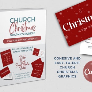 Christmas Church Graphics Bundle - Flyer, Poster, Social Media & Slides, Done For You Canva Templates for Christmas Events and Services