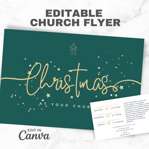 Church Flyer for Christmas, Done For You Canva Template, Christmas Events Flyer, Church Service Flyer, Christian Holiday Event Advertisement