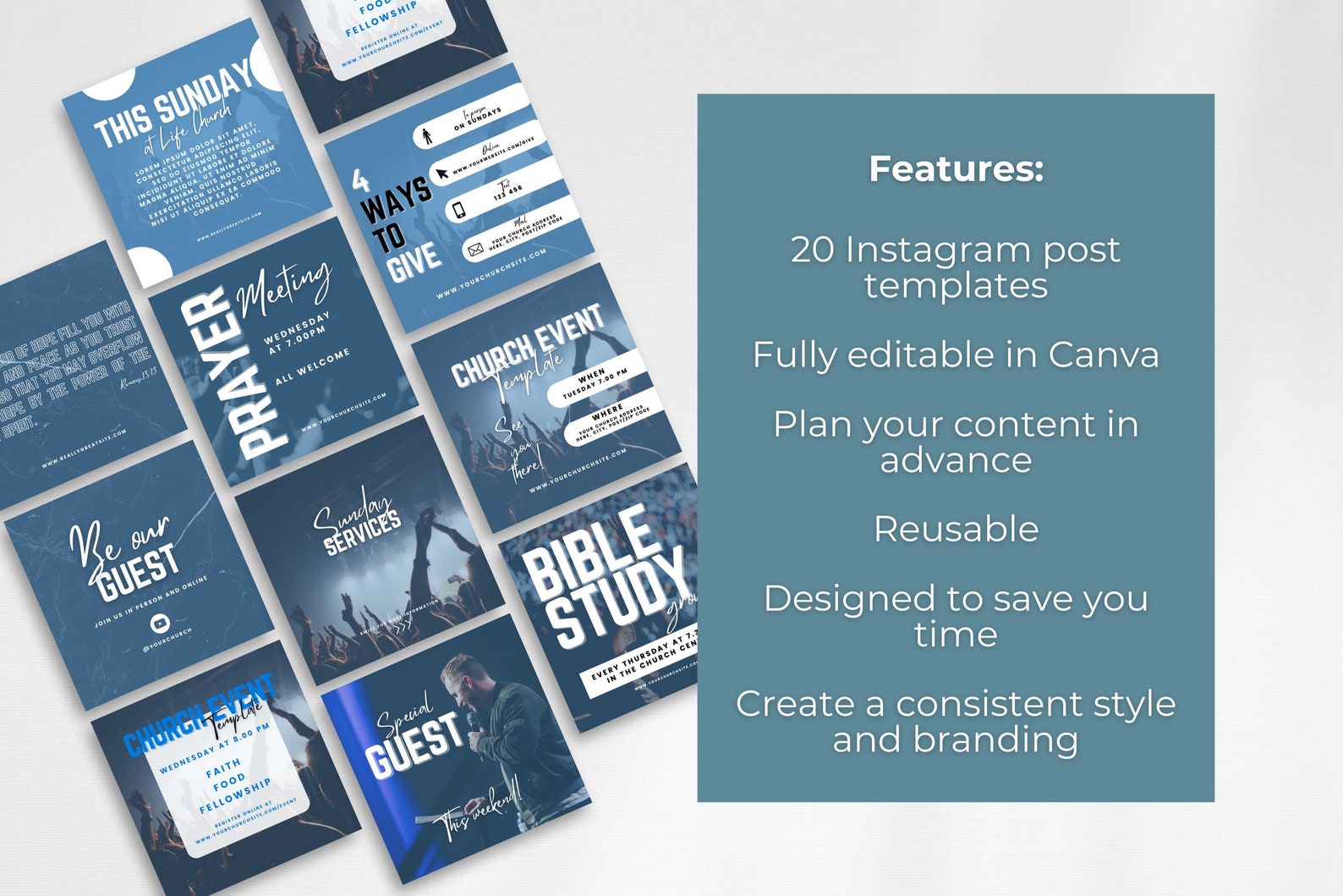 Instagram Post Templates for Christian Church Social Media Templates ...