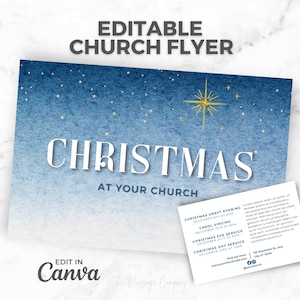 Church Flyer for Christmas, Done For You Canva Template, Christmas Events Flyer, Church Service Flyer, Christian Holiday Event Advertisement