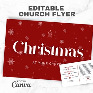Church Flyer for Christmas, Done For You Canva Template, Christmas Events Flyer, Church Service Flyer, Christian Holiday Event Advertisement
