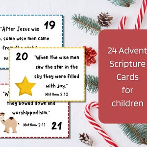 Kids Nativity Advent Calendar Scripture Cards Printable Digital Download Christmas Countdown Bible Verse Family Advent Cards image 2