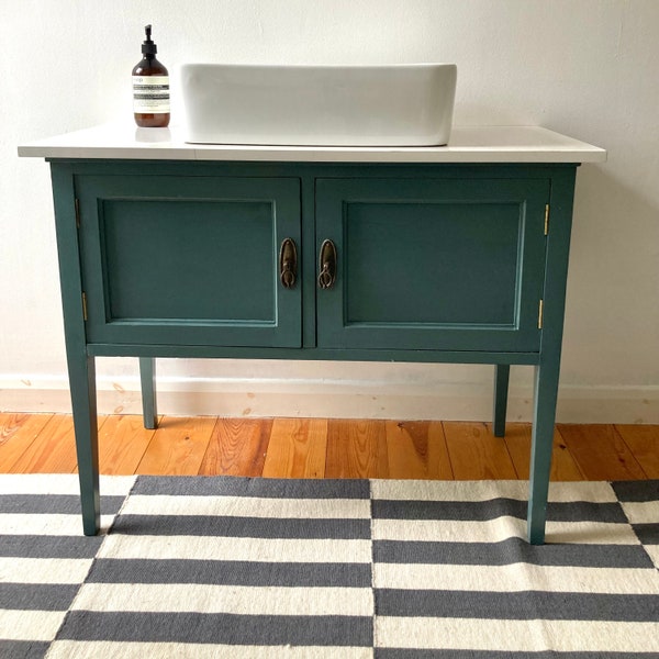 Victorian Vanity Unit - Painted Farrow and Ball Inchyra Blue