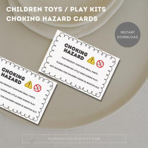 Varningskort för kvävningsrisk för leksaker: Säkerhetsetiketter för små delar (utskrivbar PDF)