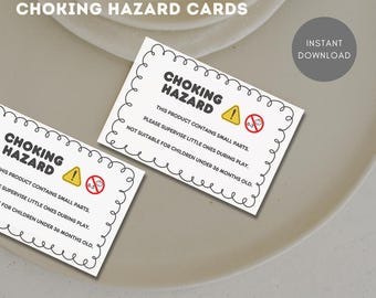 Tarjetas de advertencia de peligro de asfixia en juguetes: Etiquetas de seguridad con piezas pequeñas (PDF imprimible)