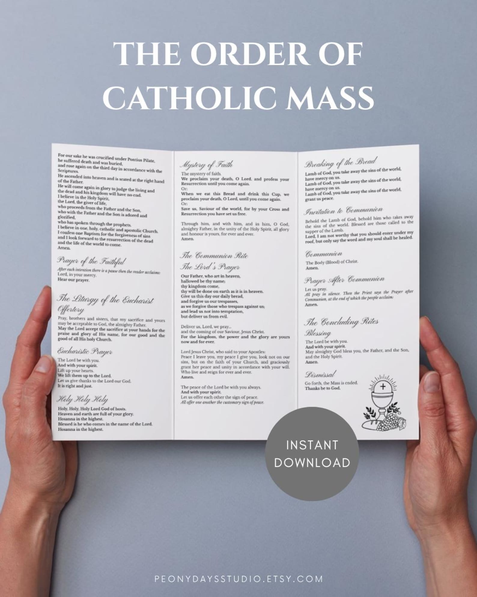 The Order of Catholic Mass – 2-page Summary | Printable PDF | A4 &amp; US Letter - Etsy