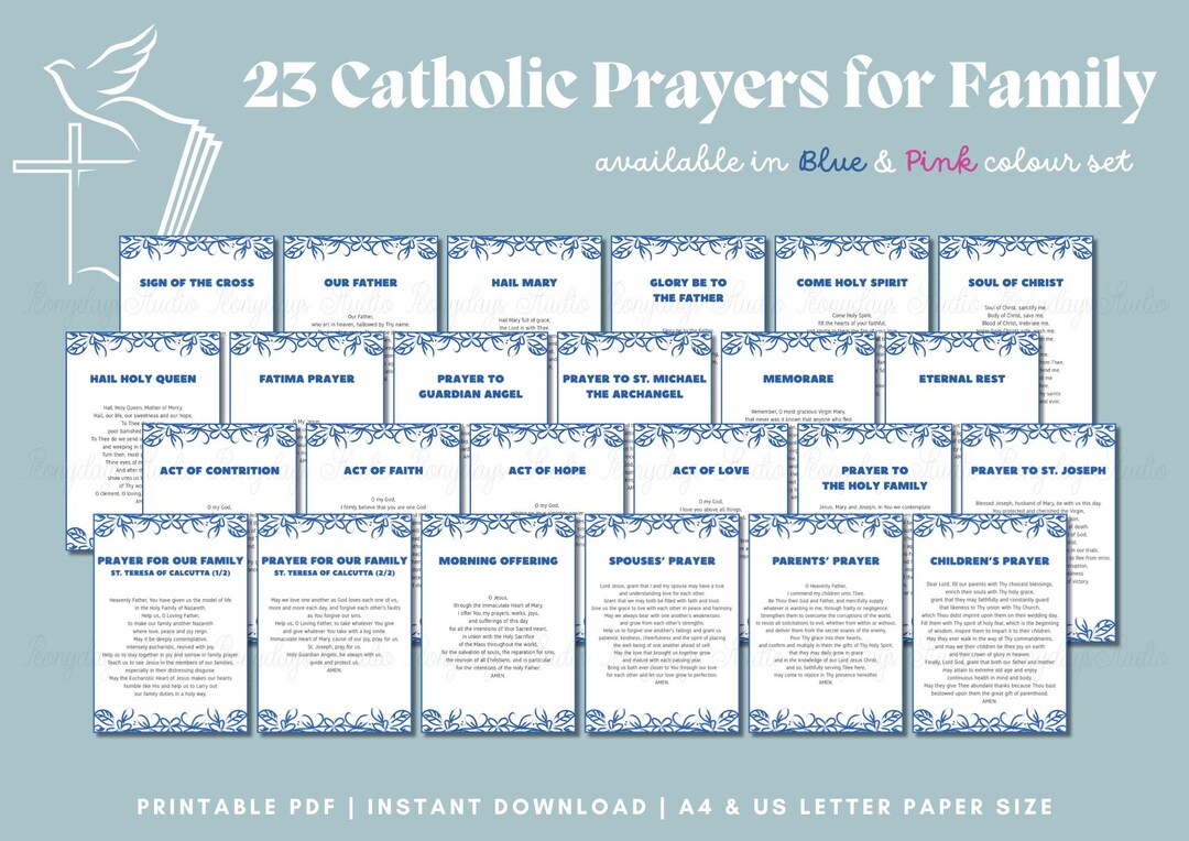 PRINTABLE PDF Instant Download | Popular Catholic Prayer Cards ...