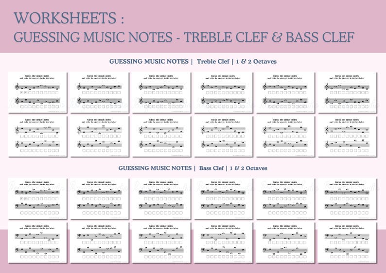 Guessing Notes Worksheet.pdf Piano Music Note Flashcards & Worksheet Bundle (printable PDF) - Etsy