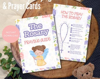 Rosary Prayer Guide Cards for Girls | Catholic Printable (PDF Download)