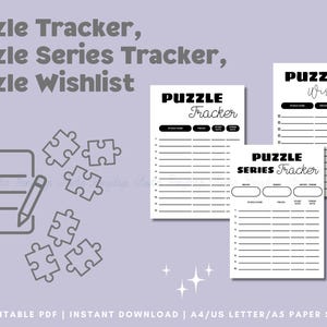 PRINTABLE PDF Instant Download Puzzle Jigsaw Log Series Tracker Wishlist A4 A5 US Letter | Binder Friendly Journal Pages | Collector Gift