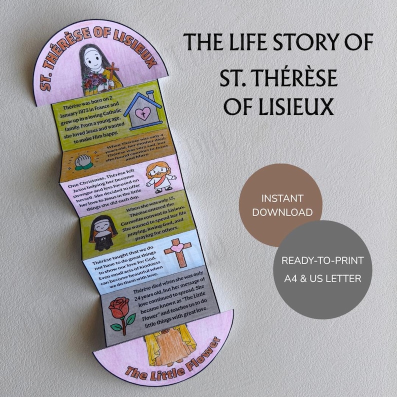 St Therese of Lisieux Catholic Craft for Kids | Little Flower Saint ...