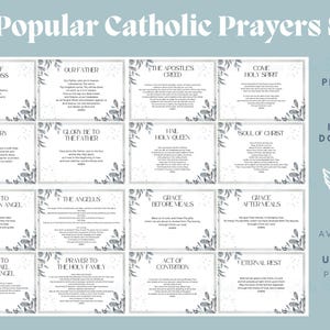 PDF IMPRIMABLE Téléchargement instantané | Cartes de prières catholiques populaires Cadeau chrétien religieux | Notre Père, Je vous salue, Marie, Gloire au salut | Enfants Adultes