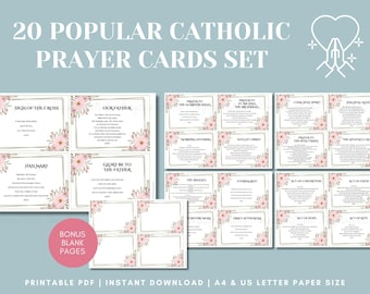 Catholic Prayer Cards: Floral Altar Art, Religious Gift (Printable PDF)