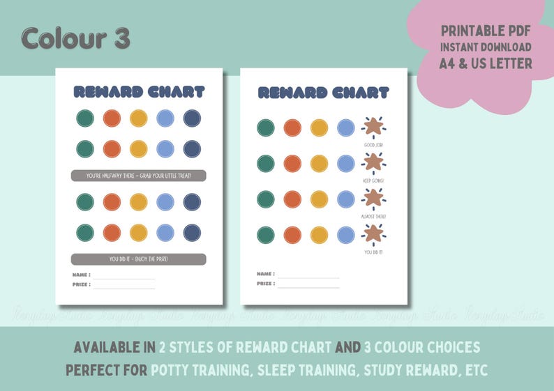 Prize Chart.pdf PRINTABLE PDF Kids Learning Rainbow Cute Colourful Potty Training Sleep ...