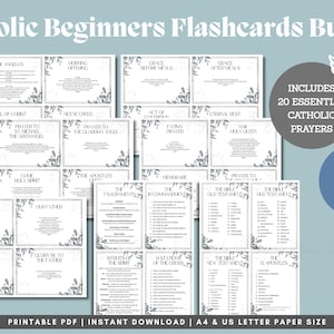 Catholic Beginners Flashcards Bundle | 20 Essential Prayers, Sacraments, Commandments (Printable PDF)