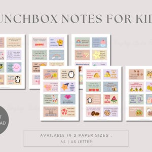 48 Kids Lunchbox Notizen Ermutigende motivierende lustige Nachrichten | Bunte ausdruckbare Lunch Notizen für Kinder | Schule Lunch Box Surprise