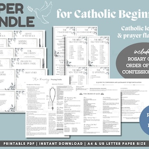 Paquete para principiantes católicos: Rosario, misa, guías de confesión y estampas de oración (PDF imprimible)