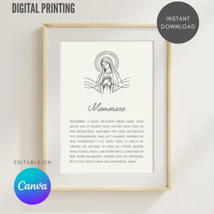 EDITABLE Mother Mary Prayers Hail Holy Queen Memorare Hail Holy Queen Printable Wall Art A4 A5 US Letter Vintage Beige Digital Download