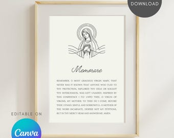 Mother Mary Prayers Printable Wall Art: Vintage Beige Catholic Decor (A4/A5/US Letter Digital Download