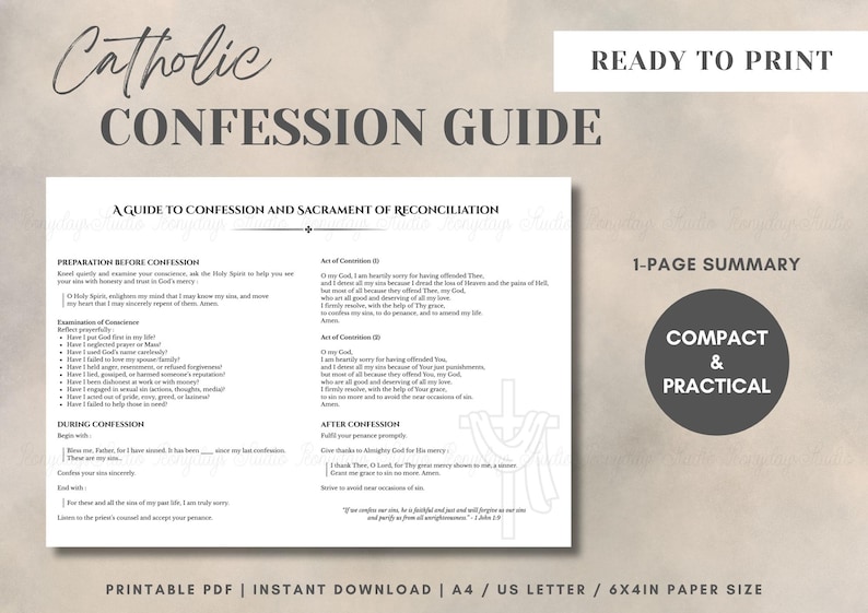 Guide To Confession Traditional Catholic Confession Guide | Adult Examination of Conscience ...