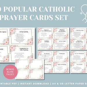 PRINTABLE PDF Instant Download | Popular Catholic Prayers Cards Religious Christian Gift | Our Father Angelus St Michael | Kids Adults
