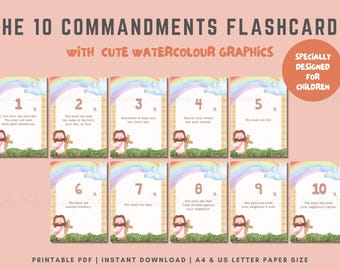 10 Commandments Flashcards | Kids Bible Learning, Sunday School (Digital Download)