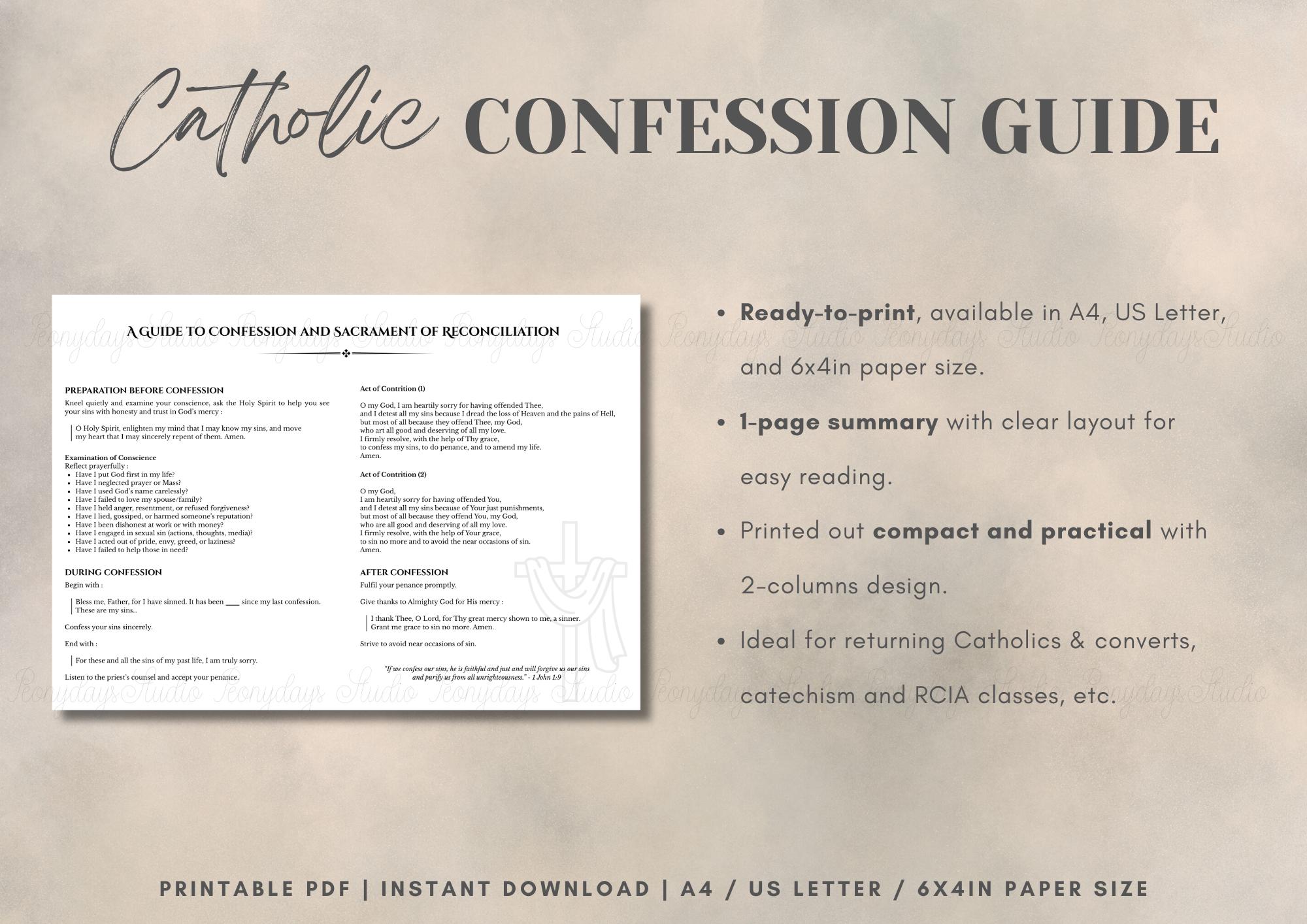 Guide To Confession Traditional Catholic Confession Guide | Adult Examination of Conscience ...