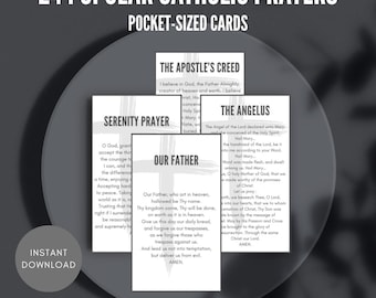 Printable Catholic Prayer Cards: Pocket Size, Minimalist Design (PDF Download A4/US Letter)
