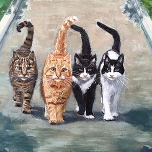Los gatos de Springfield, no nos rendiremos sin luchar, Los cuatro magníficos, Arte sobre cartón, Hecho a mano exclusivamente, Tamaño 43 x 30 cm (16,9 x 11,8")