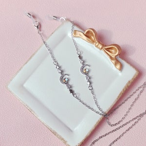 Zircon Star Moon Glasses Chain: Silver Copper Sunglasses Chain