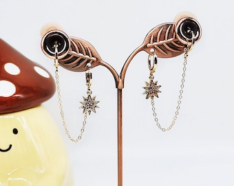 Star Dangle Earrings: Gold Earphone Chain, AirPods Anti-Loss