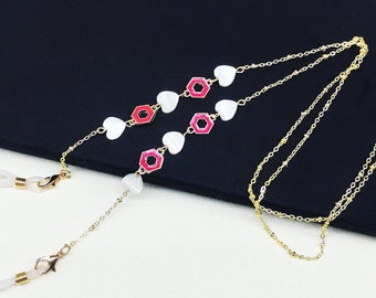 Shell & Gold Glasses Chain: Fashion Eyewear Accessory