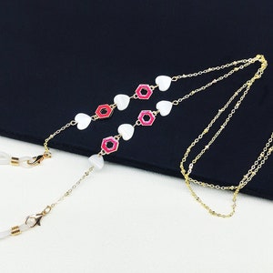 Shell Love Glasses Chain,Gold eyewear chain, Eyewear chain, Eyeglasses chain,Sunglasses chain, Ladies eyewear chain, Gift for her