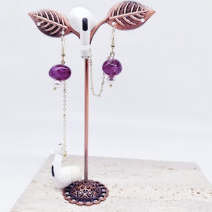 Perle Kunststein Perlen Ohrhörer Kette, AirPods Halter, AirPods Anti-Loss-Kette, AirPods Schmuck, Funktionelle Ohrringe