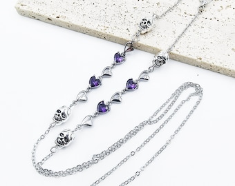 Skull Amethyst Glasses Chain: Copper Eyeglass Chain