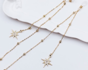 Gold Star Eyeglasses Chain: Sunglasses Necklace Strap