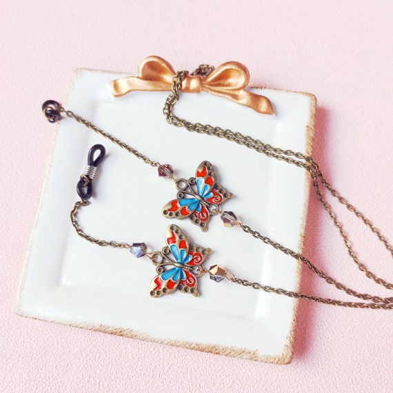 Bronze Butterfly Eyeglass Chain: Crystal Bead Sunglasses  display picture 1