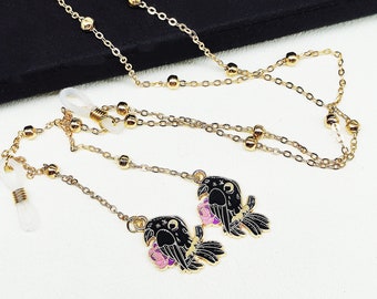 Rose Crow Pendant Glasses Chain: Gold Alloy Sunglasses Strap