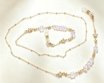 Crystal Star Beaded Eyeglasses Chain: Copper Sunglasses Chain