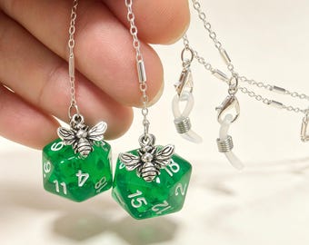 Resin Dice Glasses Chain: Blue/Black/Green/Purple, Silver Copper Chain, Sunglasses Chain