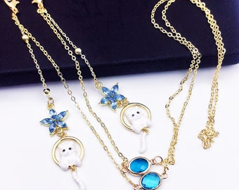 Flower Cat Pendant Glasses Chain: Metal Sunglasses Strap