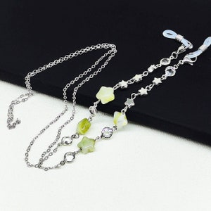 Natural Stone Star Beaded Glasses Chain, Glasses Chains, Sunglasses Chain, Charm Chain, Women&#39;s Glasses Chain,Silver glasses chain