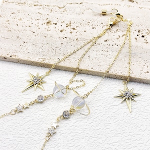 Gold,Silver,Star Glasses Chain,Planet Glasses Chain,Sunglasses Chain,Chains for spectacles,Chains for eyeglasses,Eye glass Chains