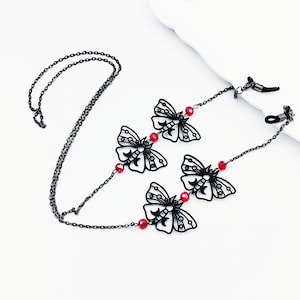 Brillenkette Gothic,Retro Schmetterling und Motten Anhänger Brillenkette, Sonnenbrillen Kette, Brillenketten, Damen Brillenkette, keine Brille