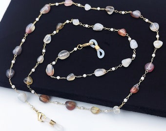 Persian Agate Bead Eyeglass Chain: Copper Sunglasses Chain
