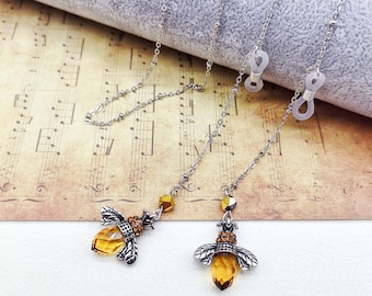 Crystal Bee-lenzenvloeistofketting: retro zilveren zonnebrilketting