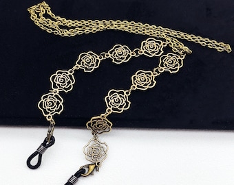 Vintage Rose Glasses Chain: Bronze/Silver/Antique Gold Metal Eyeglass Holder