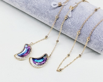 Corrente de óculos de cristal Moon: suporte de óculos de sol de cobre