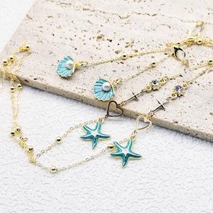 Sea Star Shell Glasses Chain: Gold Alloy Sunglasses Chain
