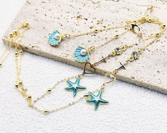 Sea Star Shell Glasses Chain: Gold Alloy Sunglasses Chain